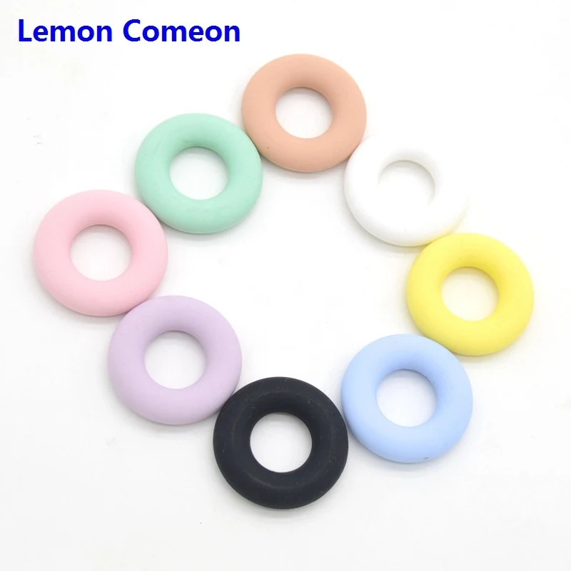 Многоцветный Lemon Comeon 42 мм пищевой силикон бисер ребенок прорезывание зубов кольца игрушки Детские Прорезыватели круг Детские аксессуары детские BPA бесплатно - Цвет: Многоцветный