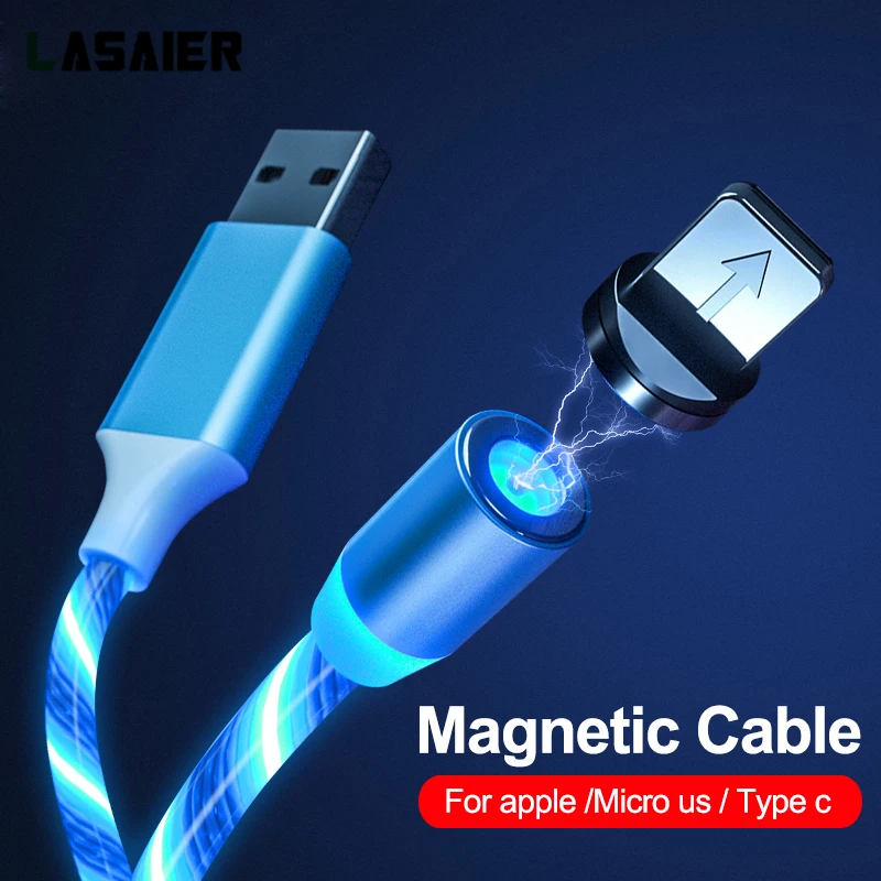Магнитный usb кабель с подсветкой для iPhone XR X 7 8 зарядное устройство Micro type C быстрой