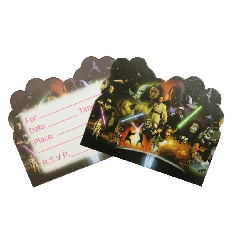 Invitation card-10pc 1 компл. Мультфильм тема из Звездных Войн одноразовая посуда набор тарелок салфетки баннер день рождения коробка для конфет Baby Shower вечерние принадлежности для декора - Цвет: Invitation card-10pc