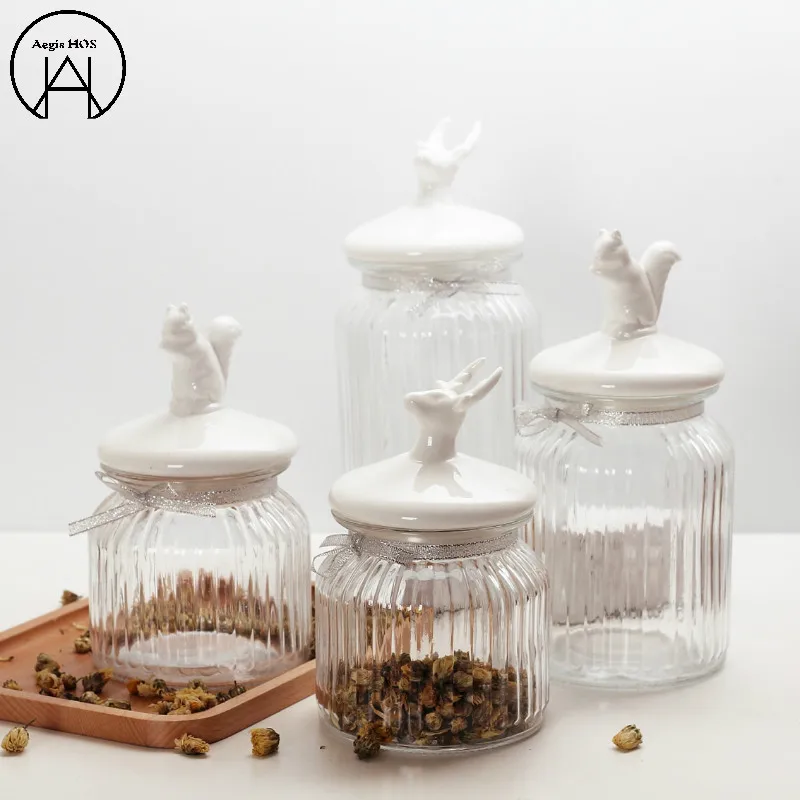 Креативный милый стеклянный резервуар для хранения банка конфет стеклянные