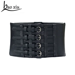 Ремень женский, широкий, винтажный, с металлической пряжкой, эластичный, с заклепками, Фетиш-корсет