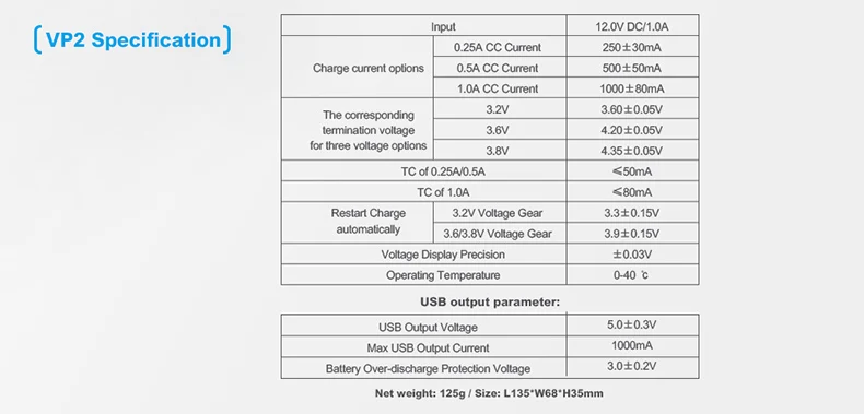 XTAR VP2 USB ЖК-дисплей Зарядное устройство LiFePO4 Li-Ion Батарея Зарядное устройство Мощность банка 3,2 v 3,6 v 3,8 v 10440-26650 21700 20700 18650 Батарея Зарядное устройство