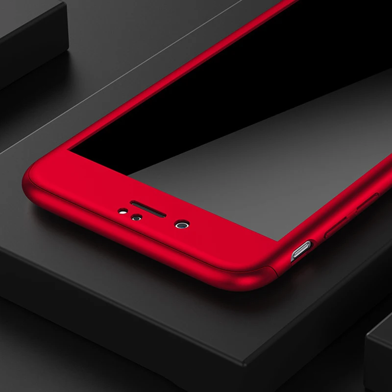 360 чехол для телефона с полным покрытием чехол s для iPhone 7 6 6s Plus Fundas модный Матовый Жесткий чехол из поликарбоната стеклянная пленка для экрана