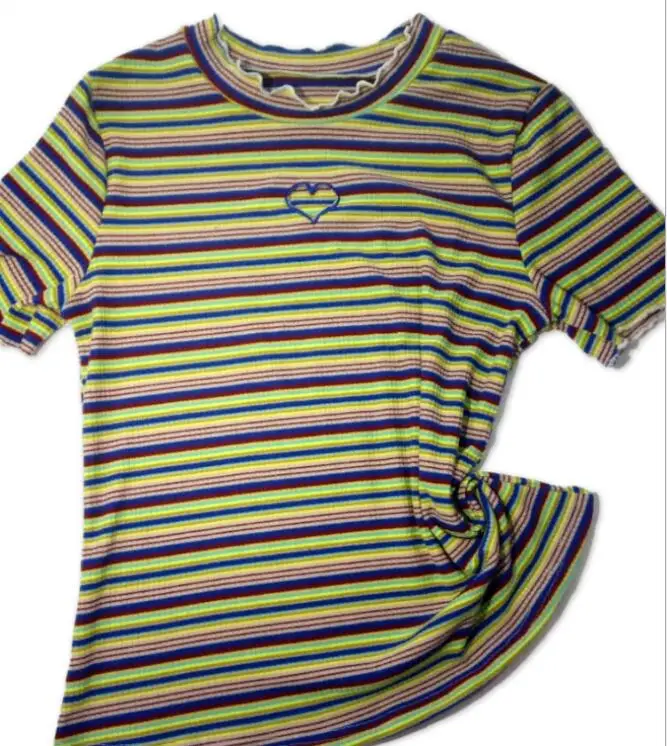 Винтажная модная футболка с вышивкой и коротким рукавом|short sleeve t-shirt|fashion t-shirtt-shirt