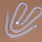Высокое качество серебряные ювелирные изделия, элегантный шарм женщин мужчин 10 мм цепь классические Ожерелья Браслеты Ювелирный Набор S208
