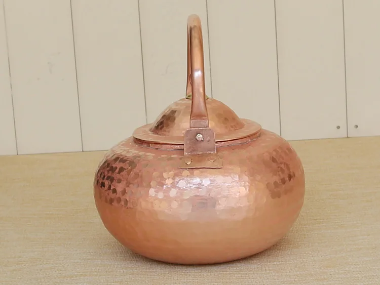 Ручной работы из чистой меди чайник горшок круглый с крышкой подарок