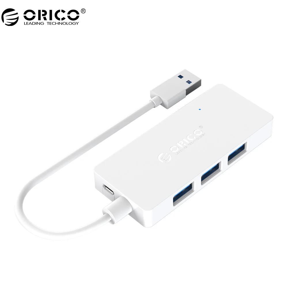 White ORICO 4 Порты и разъёмы USB3.0 концентратор прямоугольник мини-концентратор с OTG Функция для Windows и Mac OS-черный/белый(HS4U-U3 - Цвет: White