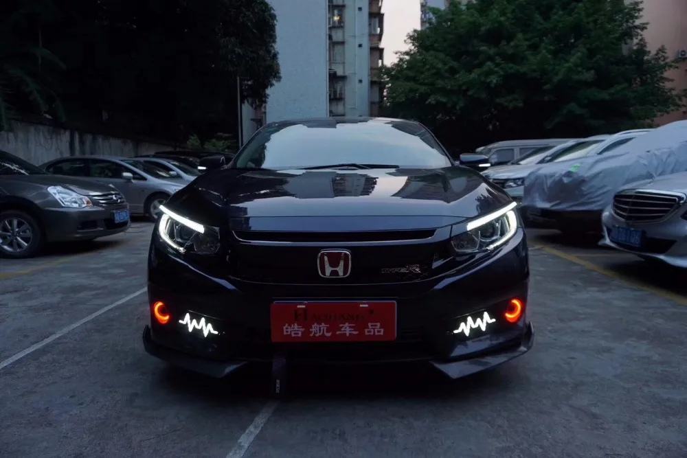 Автомобильный Стайлинг для Honda Civic 10th- светодиодный дневной свет с динамическим поворотным сигналом