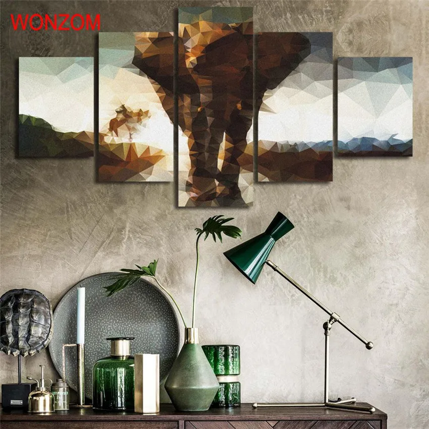 Картина в виде слона 5 шт. настенный художественный постер абстрактные настенные