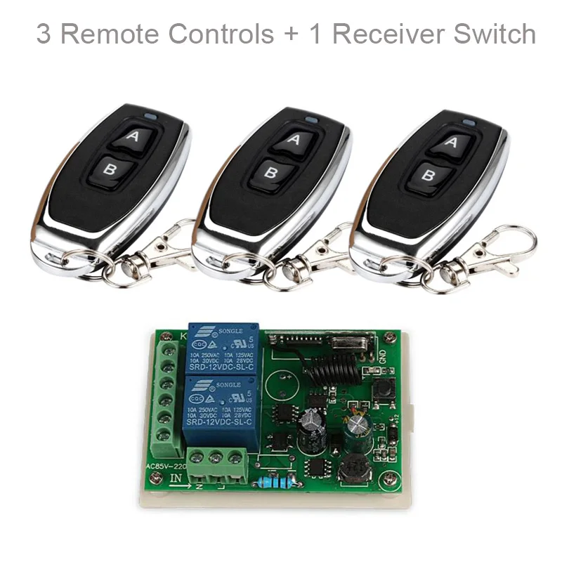 3 RC and 1 Receiver QIACHIP 433 МГц AC 110 V 220 V Беспроводной 2CH RF Передатчик дистанционного Управление переключатель+ RF реле приемник для свет открывания двери гаража - Цвет: 3 RC and 1 Receiver