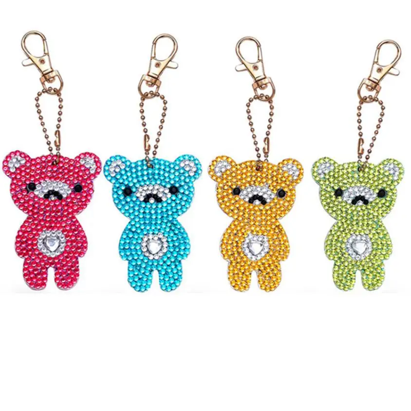 

DIY 5D Diamond Embroidery Cartoon Bear Animal Series Key Chain Full Diamond Painting Keychains Cross Stitch Women Bag Key Chain