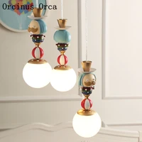 cartoon creative clown chandelier boys bedroom childrens room lamp nordic simple led color doll chandelier free shipping
