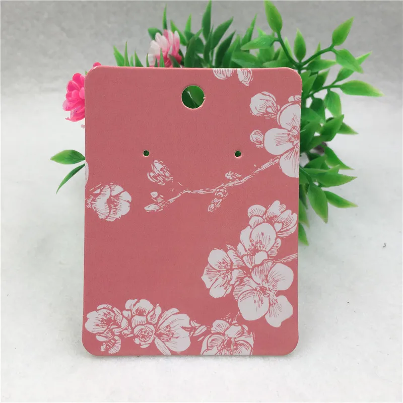 100 PCS 8*6cm 3 color cute Stud earring Hang Tag card beautiful flower print Jewelry Display packing Card | Украшения и