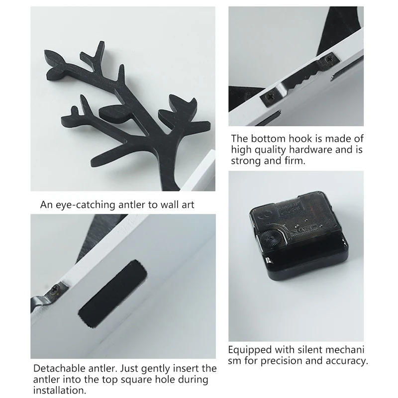 Рога деревянные настенные часы скандинавские креативные немой иглы для гостиной