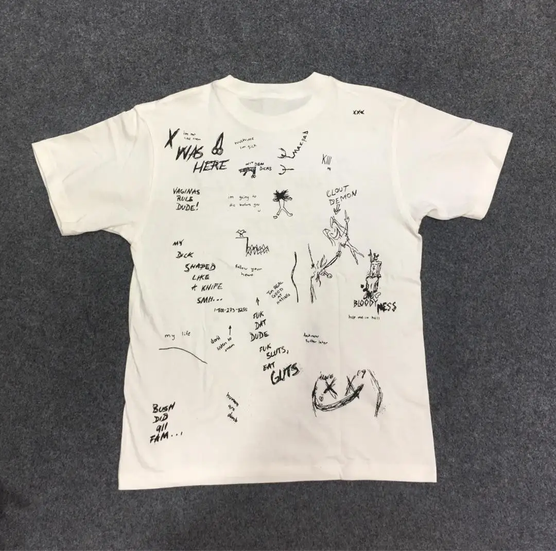 white 19SS новейшая месть xxxtentacion футболка Don't Kill каракули хип хоп рэпер Jahseh Dwayne Onfroy revenge футболка xxxtentacion для мужчин - Цвет: white