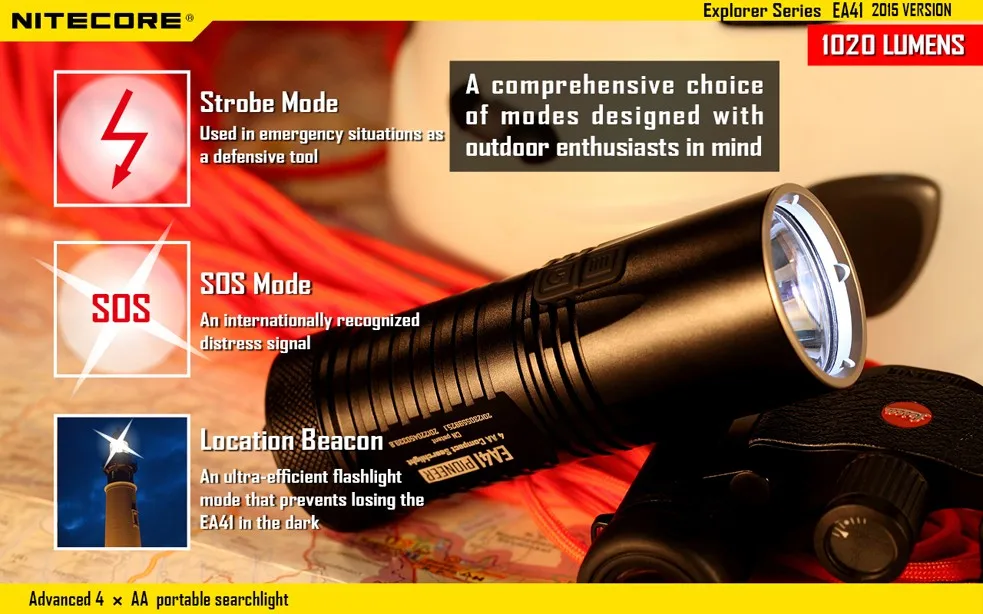 NITECORE EA41 EA41W XM-L 1020 люмен Расширенный 4 x AA портативный прожектор Высокая производительность Улучшенное Качество фонарик