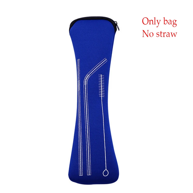 Deep-blue bag EIMAI 4 шт. красочные многоразовые силиконовые наконечники крышка из нержавеющей стали питьевой соломинка металлическая соломинка с кисточкой набор барный инструмент - Цвет: Deep-blue bag