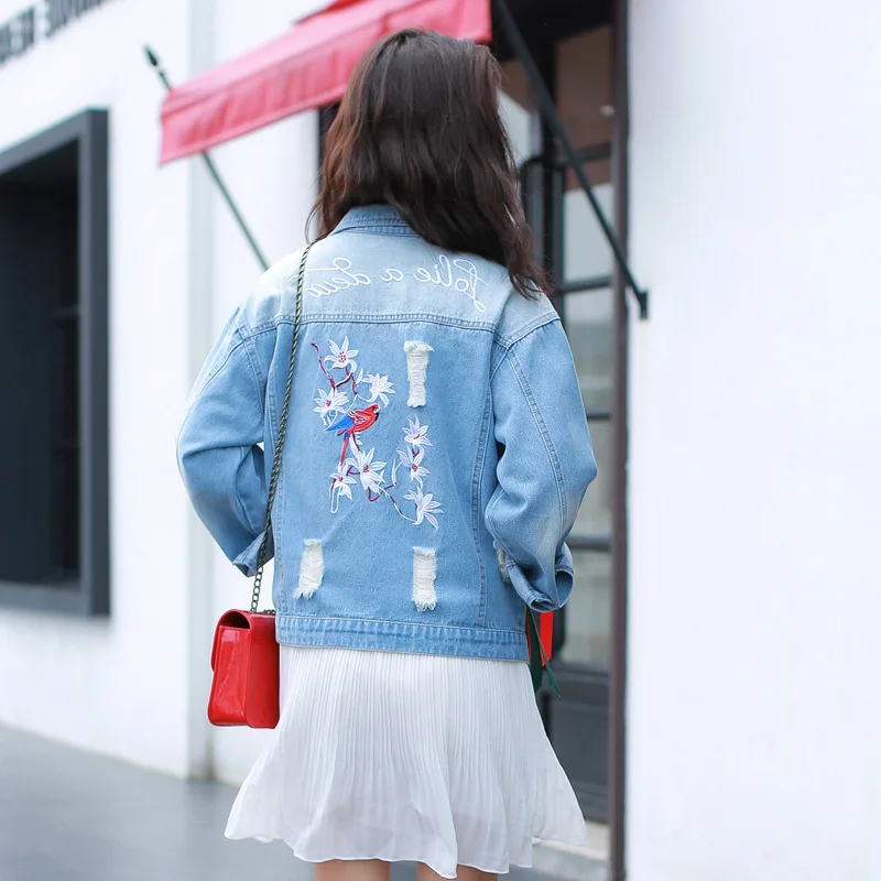 Женские джинсы с цветочной вышивкой сзади винтажные женские однобортные