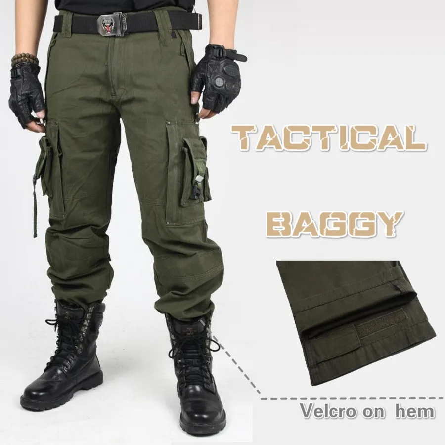 Военные тактические камуфляжные брюки для мужчин мешковатые карго наружного