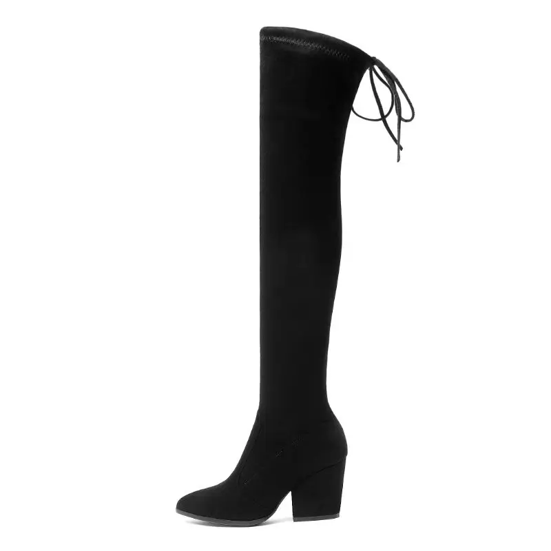 Женские ботфорты на высоком каблуке Taoffen зимние мягкие офисные теплые сапоги