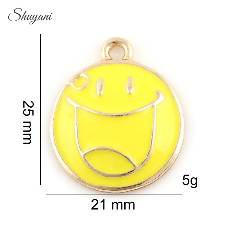 20 шт из сплава серебристый золотистый Экспрессия подвески белый желтый улыбка