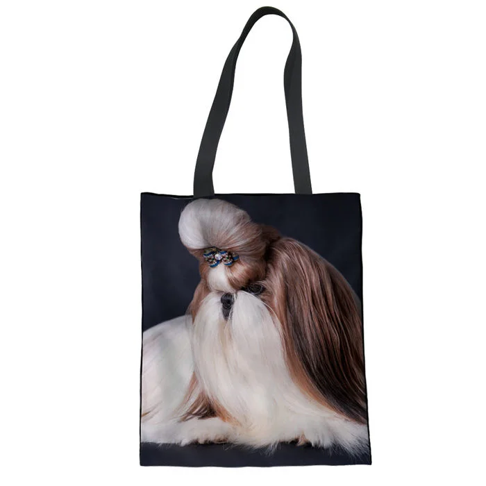 LMF3533Z22 WHEREISART Shih Tzu женская сумка для покупок с принтами собак, сумка через плечо для женщин, сумка на каждый день, женская сумка на плечо - Цвет: LMF3533Z22