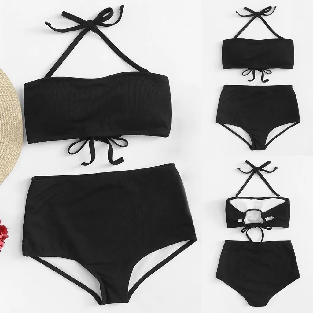 Женский купальник-бикини CHAMSGEND простая пляжная одежда на тонких бретельках с