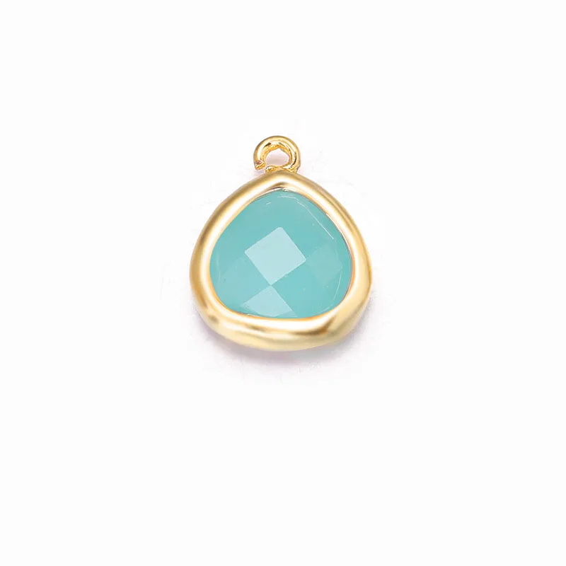 10x13MM Lake Blue 4 шт. 8x11 мм 10x13 мм 24k золото шампанского цвета латунь с красочным стеклом треугольные Подвески Ювелирные изделия Аксессуары - Окраска металла: 10x13MM Lake Blue