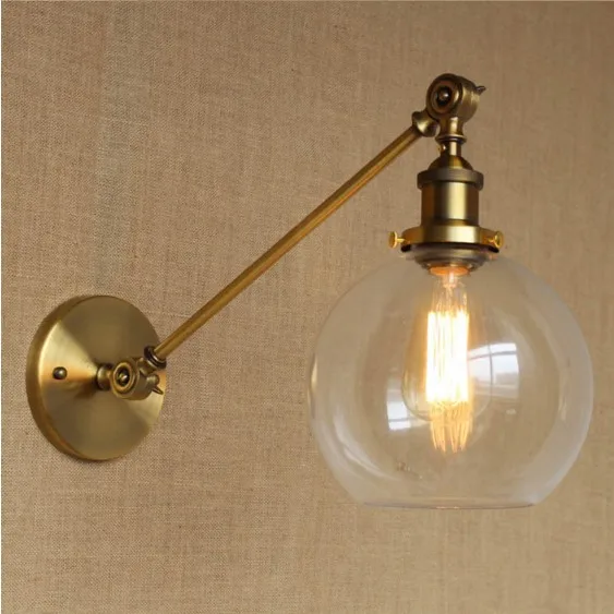 Edison Ретро Лофт Стиль промышленных настенный светильник с Стекло абажур латунь Винтаж бра лестницы светильники