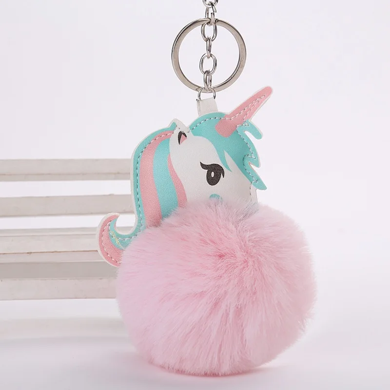 pink Милый Плюшевый единорог игрушки для детей подарок мягкая кукла игрушки меховой шар помпон мини плюшевый кулон брелок для девочек Сумка висячий Декор - Цвет: pink