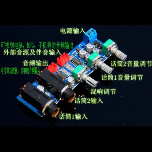 12 В PT2399 караоке микрофон реверберации аудио предварительного усилителя