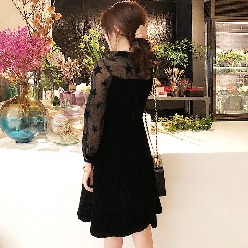 Женское платье уникальный 2019 весенние женские новые золотые бархатные платья