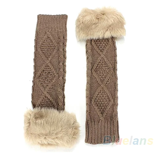 Лидер продаж женские зимние вязаные длинные перчатки без пальцев из