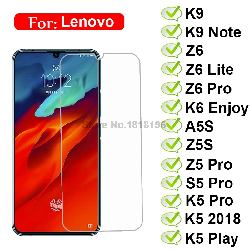 Закаленное стекло для Lenovo Z6 Lite Z5 Pro S5 K9 Note K6 Enjoy A5S Z5S K5 2018 Защитная стеклянная пленка