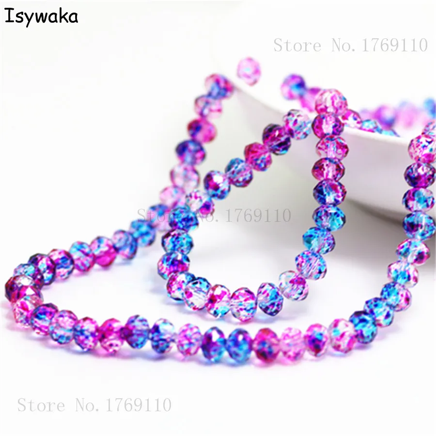 

Isywaka Fashion 4x6mm 50pcs Rondelle Austria faceted Crystal Glass Beads Loose Spacer Round Beads for Jewelry Making No.06R6