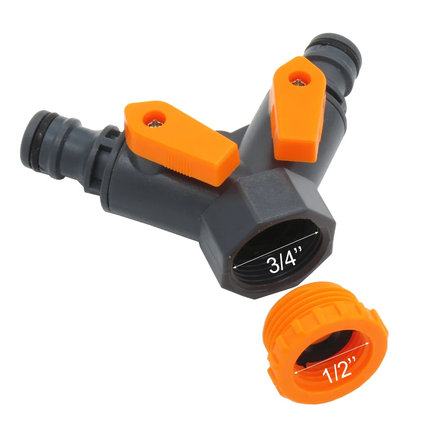 1 SET Faucet Tap Y Type Garden Water Hose Splitter with Shut Off &amp 3/4'' Female Threaded Quick Adapter Drip Irrigation Fitting | Дом и