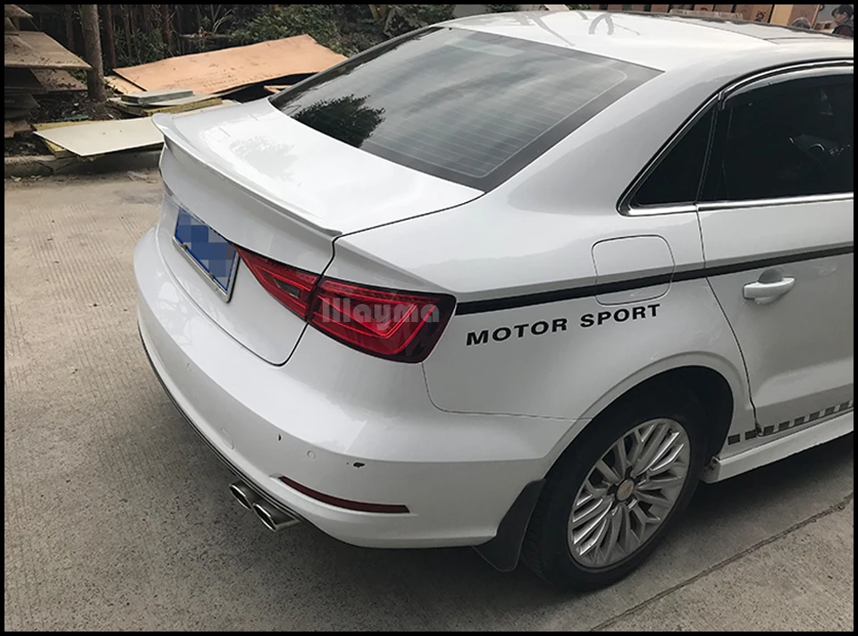 V Стиль ABS задний спойлер на багажник для Audi A3 8 V лимузин Sline S3- год блеск белого цвета сзади автомобиля крыло спойлер