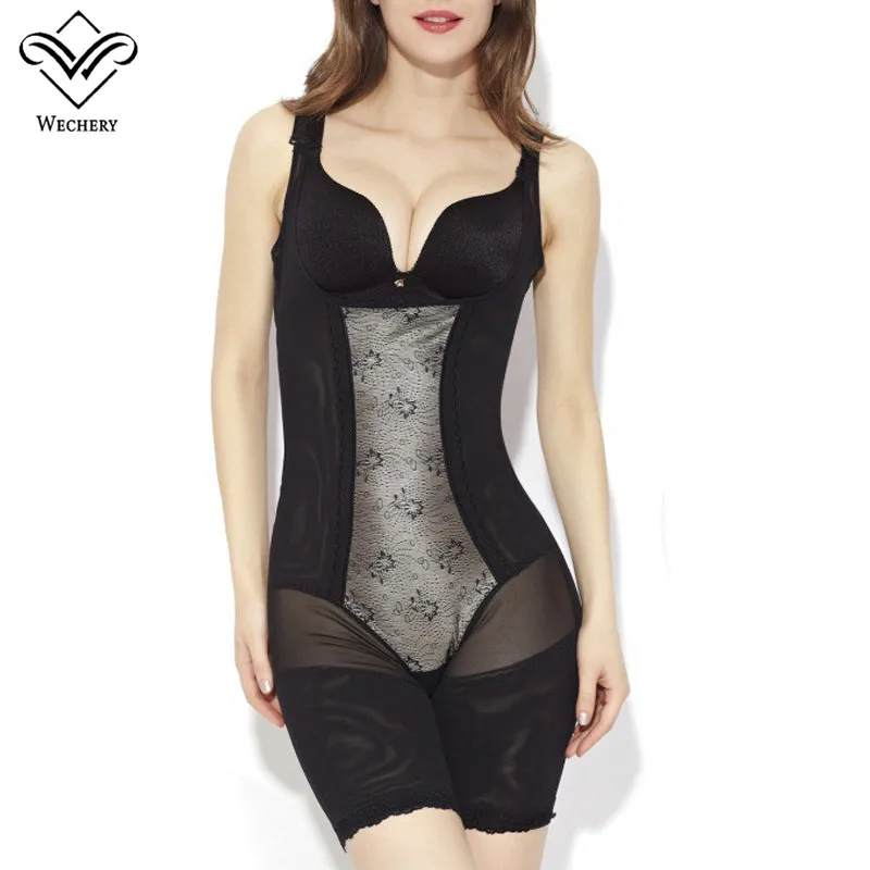 Wechery пикантные Body Shaper эластичная сетка с глубоким U боди утягивающий корсет