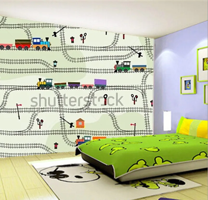 3D фрески на заказ забавные детские фотообои с локомотивами полуфоры стены для