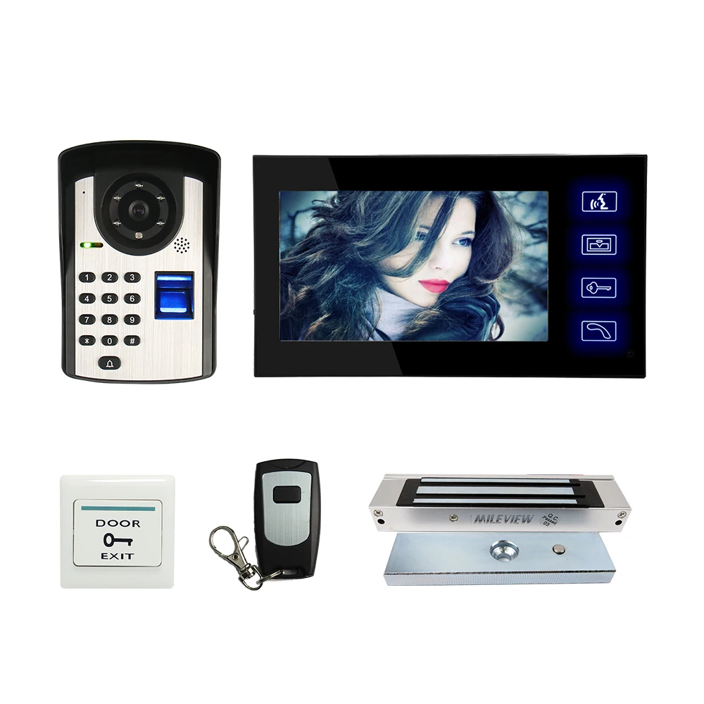 Бесплатная доставка 7 &quotЖК дисплей видео дверь домофон комплект отпечатков