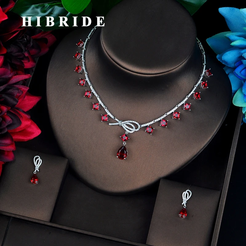 Роскошный красочный Женский комплект ювелирных изделий HIBRIDE с полным кубическим