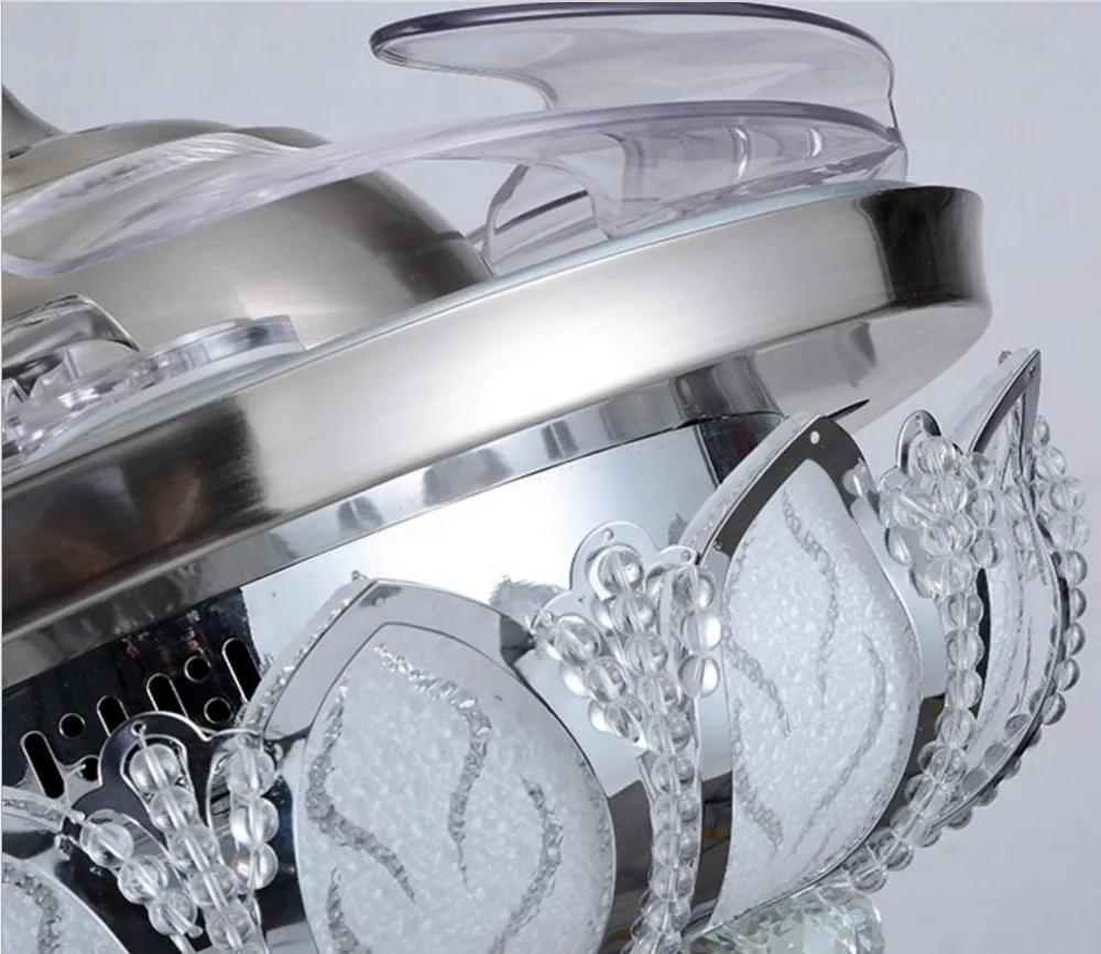 Современный подвесной вентилятор Crystal Ventilador De Teto пульт дистанционного управления с подсветкой, невидимый светодиодный потолочный вентилятор, лампа для столовой