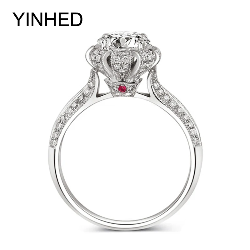 Romantic Queen Caroline Engagement Ring Solid 925 Sterling Silver Jewelry 2 Carat CZ Diamant Wedding Rings for Women ZR200 | Украшения и