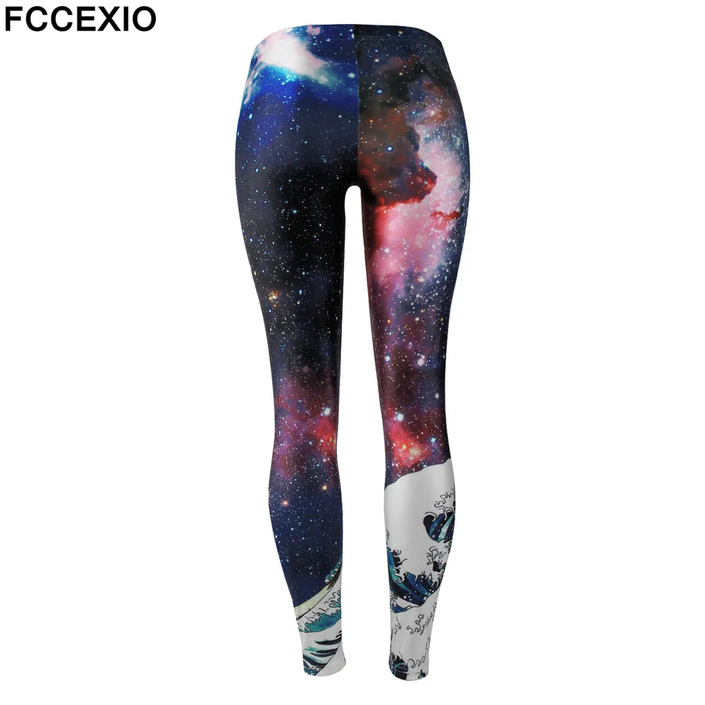 FCCEXIO New Style 2019 Leggings Women Galaxy Space Digital Print Legging Fitness Leggins Workout Plus Size Pants Legins Trousers | Женская