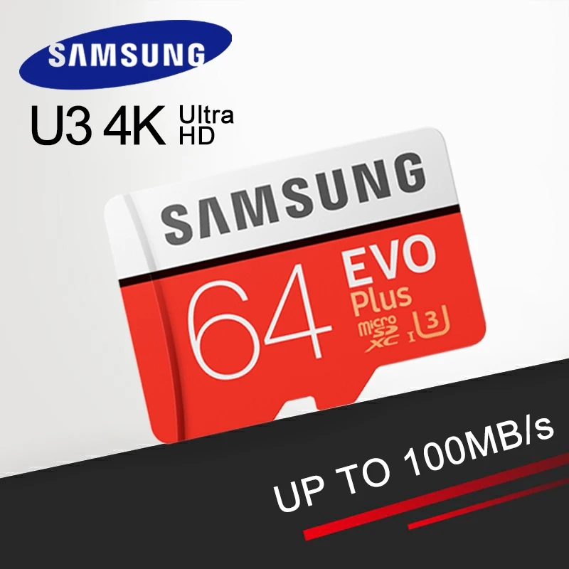 SAMSUNG MicroSD карта памяти EVO Plus 64 Гб класс 10 TF флэш 64G C10 carte micro sd UHS I U3 4K для телефона и