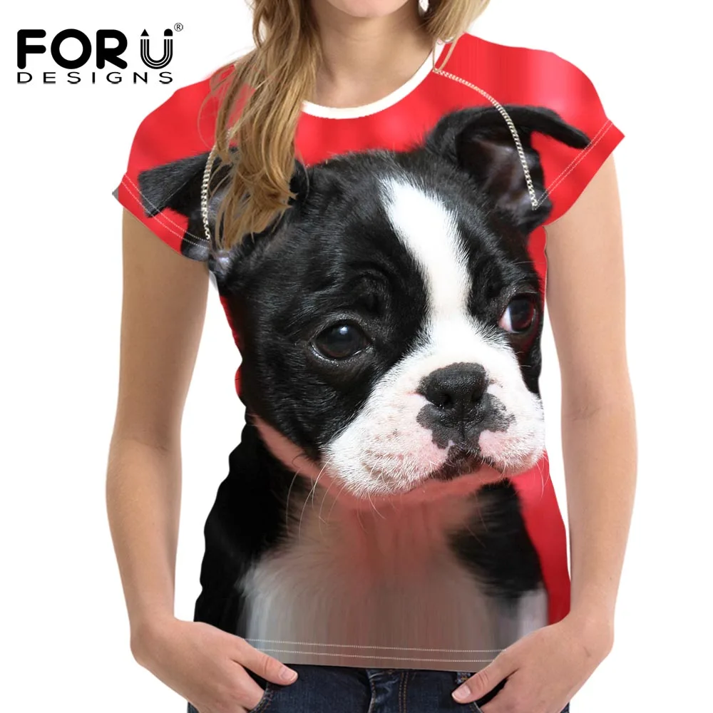 Женская футболка с коротким рукавом FORUDESIGNS мягкая женская французским бульдогом