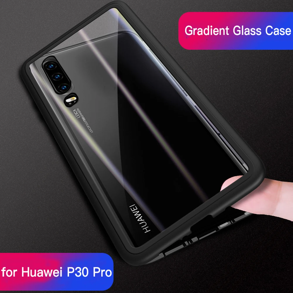 Магнитный адсорбционный чехол для телефона huawei P30 Pro 360 градиентное стекло полная