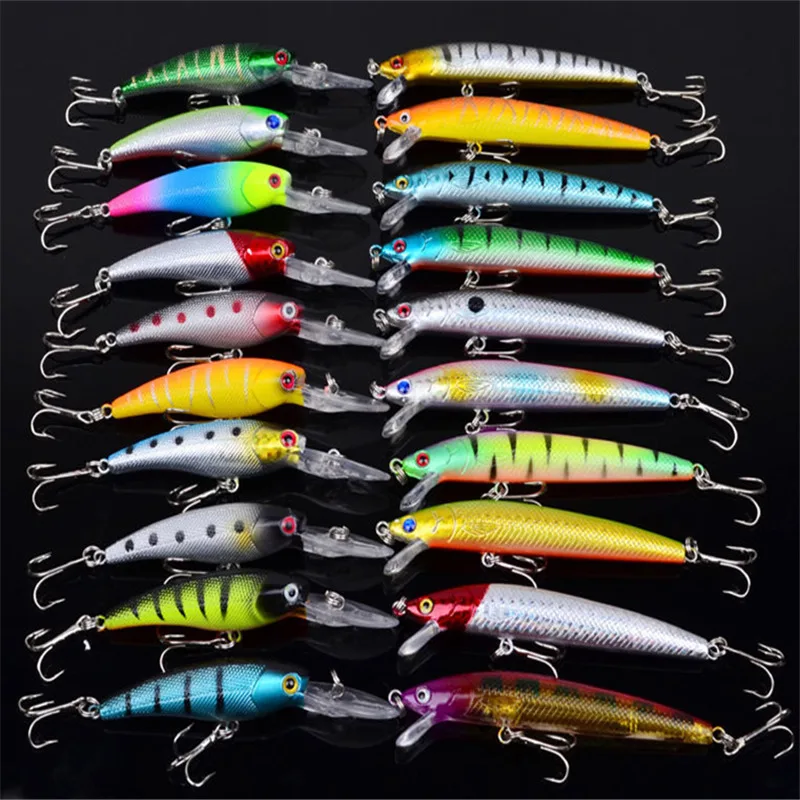 

20 Pcs/lot Almighty Mixed Fishing Lure Bait Set Wobbler Crankbaits Swimbait Minnow Hard Baits Spiners Carp Fishing Tackle
