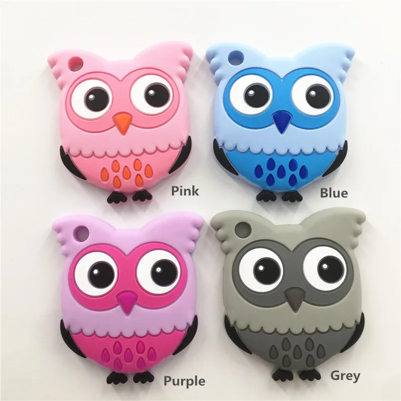 Owl Chenkai 10 шт силиконовый бабочка Слон Прорезыватель для зубов в форме единорога Детская соска пустышка Жевательная Кормление DIY сенсорные ювелирные изделия Прорезыватель зубов игрушка - Цвет: Owl