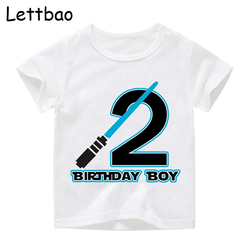От 2 до 12 лет, веселые футболки с цифрами и надписью «Happy Birthday» летние футболки для мальчиков и девочек с принтом «Звездные войны», детская повседневная одежда
